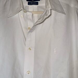 Polo by Ralph Lauren White Dress Shirt with Embroidered Pony (Mens)
